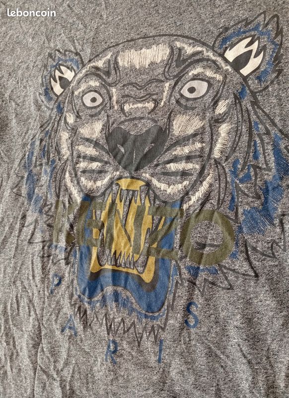 T-shirt maillot imprimé Kenzo pur vintage Rare gris (image 3)
