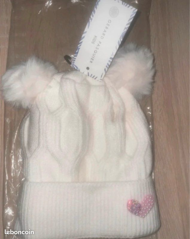 Bonnet enfant en maille tressée avec pompon - bleu- Kiabi 2/3 ans- neuf - Vêtements bébé