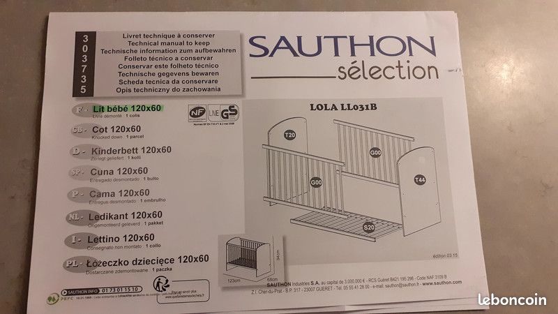 Lot Lit à barreaux+matelas+linge (image 9)