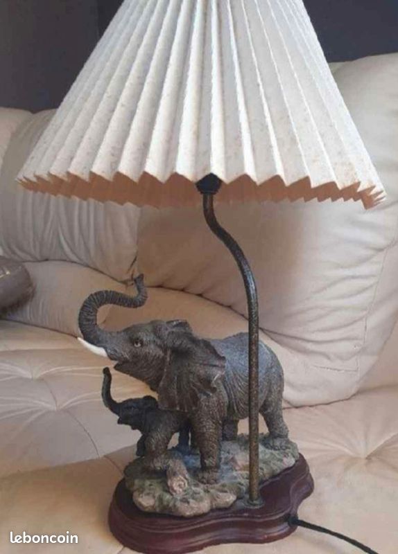 Lampe éléphant JOLIPA Blanche Avec Abat-jour - Neuve, Ambiance Déco Originale