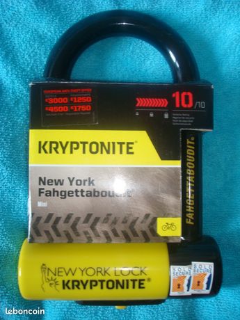Antivol Vélo Kryptonite New York Fahgettaboudit - Sécurité Maxi 10/10, Anse 18mm | Jaune