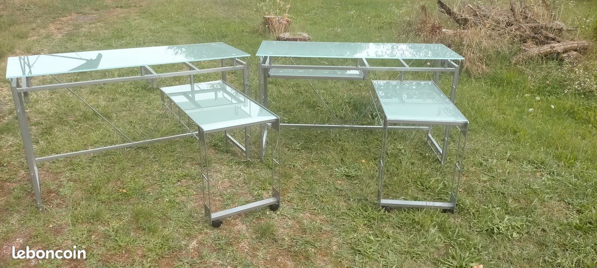 2 bureaux en verre et métal design (image 3)