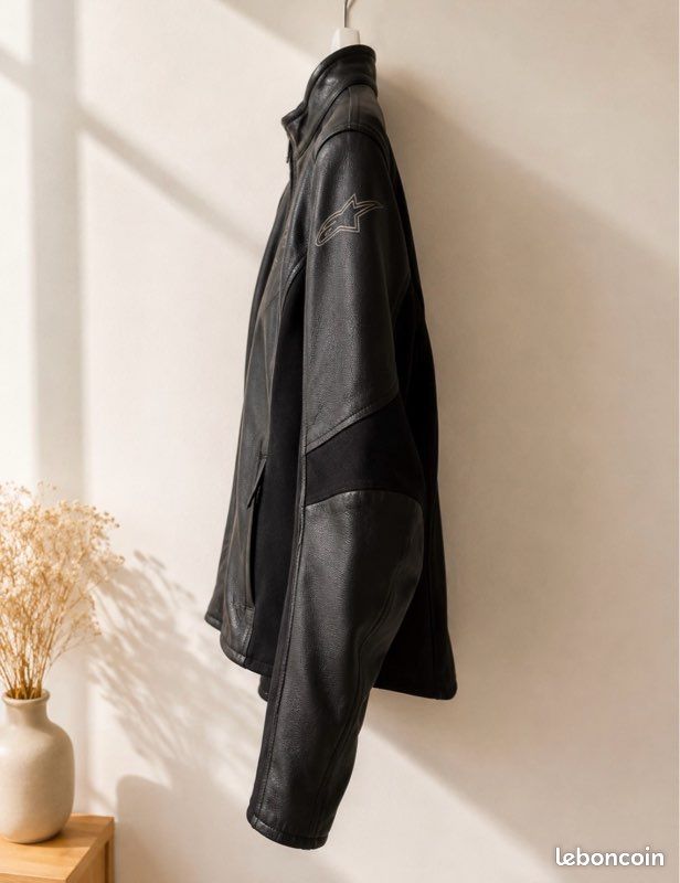 Manteau moto Alpinestars en cuir noir (image 3)