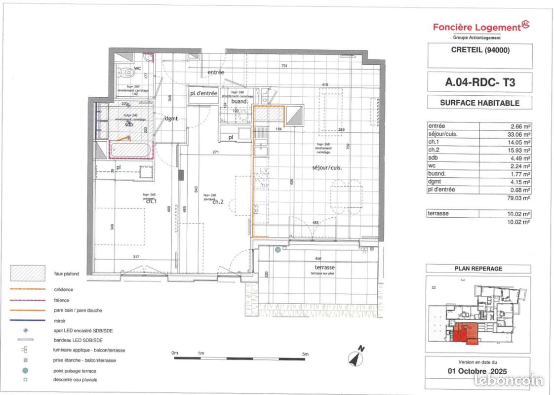 Appartement 3 pièces 79 m² · à Créteil · 79 m² · 1 385 €