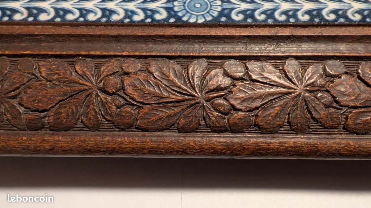 Dessous de plat vintage en bois et carreaux de céramique