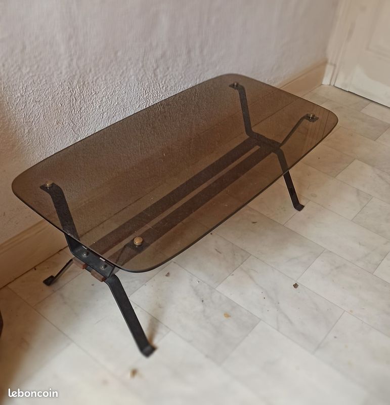 Table basse fer forger et verre (image 2)