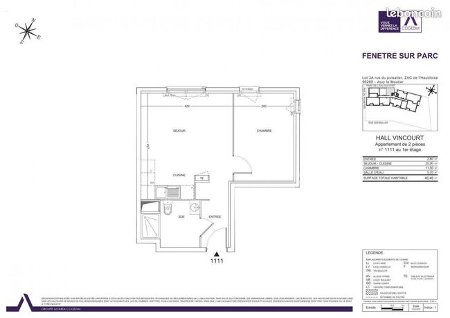 Appartement a louer jouy-le-moutier - 2 pièce(s) - 40 m2 - Surfyn
