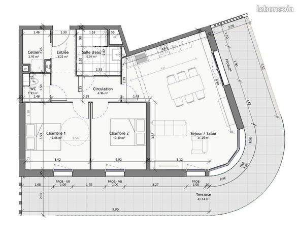 Appartement 3 pièces 71 m²