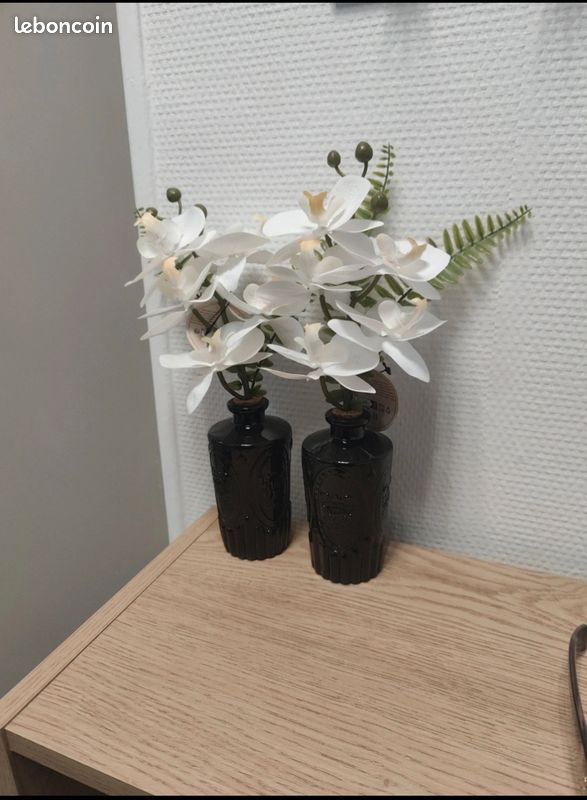 Lot de 2 pots de fleurs artificielles (image 1)