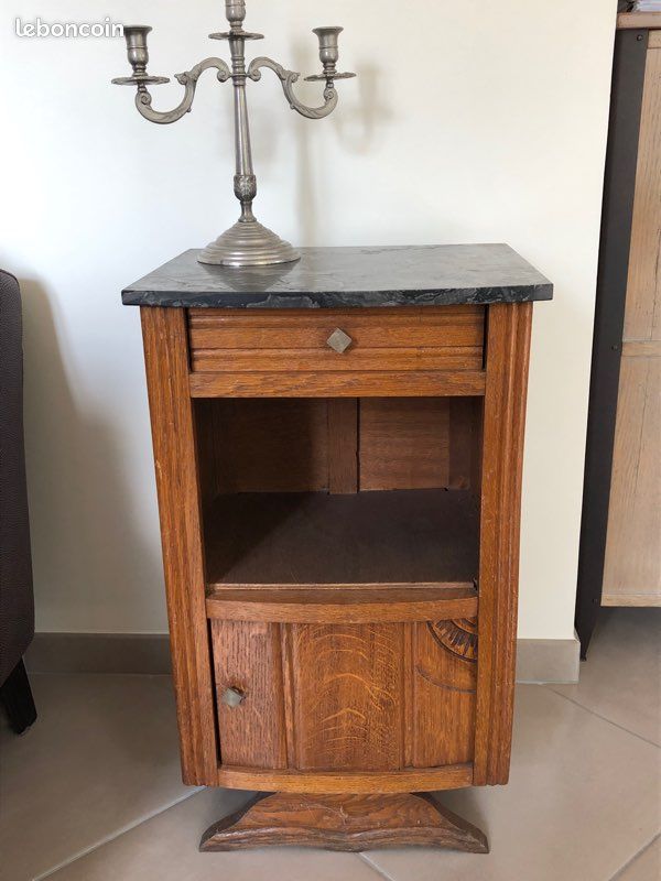 Véritable chevet bois et marbre (image 1)