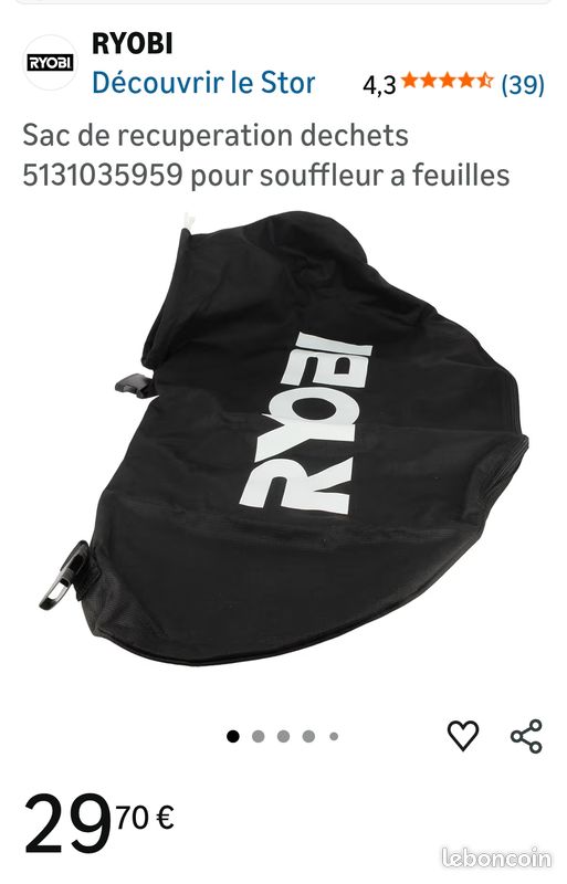Ryobi Adaptateur Sac 5131035958 Pour Souffleur à Feuilles RBV3000CSV