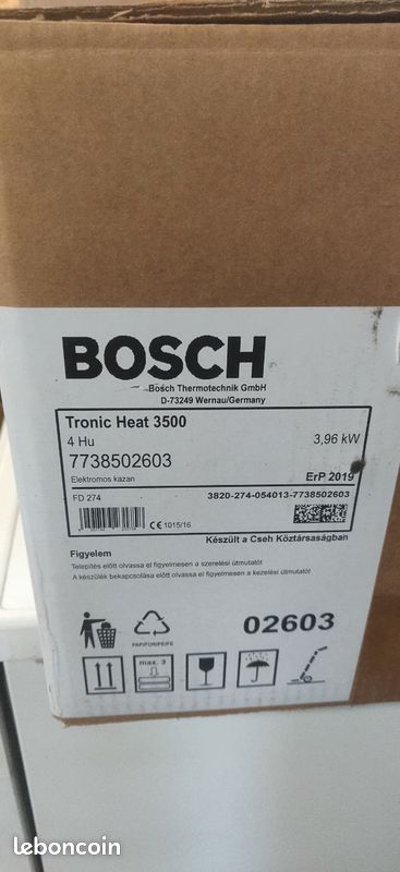 Chaudière Électrique Bosch Tronic Heat 4kW neuve (image 2)