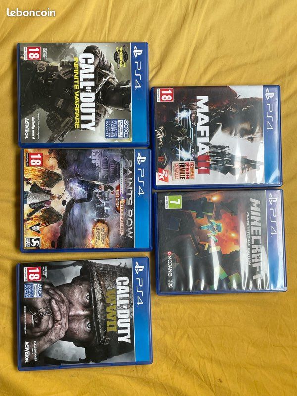 Lot de 5 jeux PS4 (Minecraft, Call of Duty, Mafia...) (image 1)