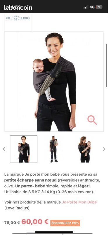 Écharpe sling - je porte mon bébé + Pad (image 4)