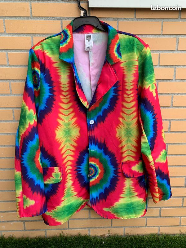 Veste de costume déguisement tie-dye années 70. Hippie - Taille L (image 1)
