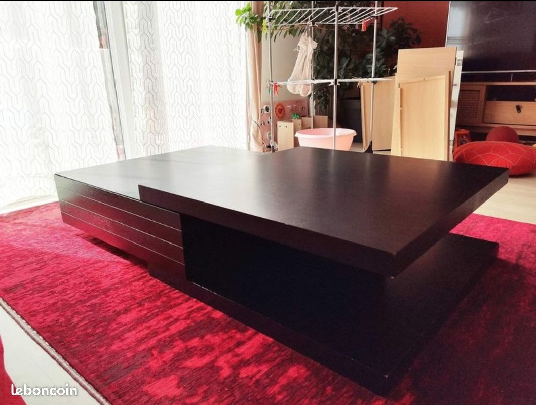 Table basse design et originale en bois massif [BON ÉTAT] (image 2)