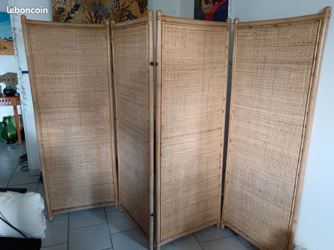 Paravent vintage en rotin (image 6)