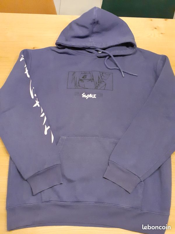 Sweat à Capuche Hattree Naruto Uchiha Sasuke - Noir, Taille M, 100% Coton, Défaut Impression