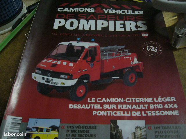 Camion POMPIERS 1/43 HACHETTE RENAULT B110 4X4 (image 2)