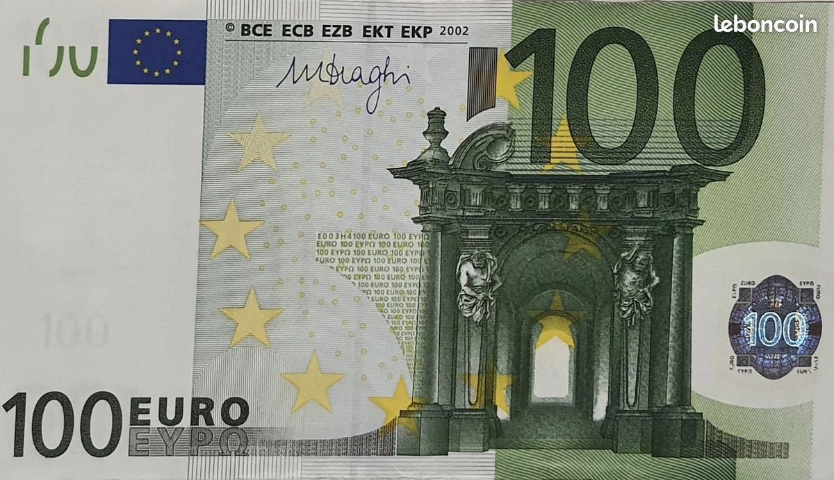 Rare Billet De Banque De 100 Euros Ann e 2002 Collection rare-billet-de-banque-de-100-euros-ann-e-2002-collection