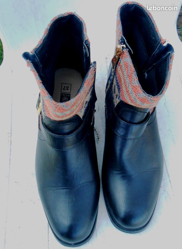 Boots en cuir et maille bohème chic (vic)1 Chaussures