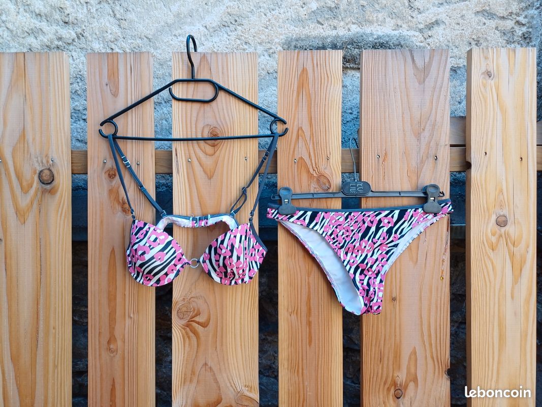 Haut De Bikini Bustier Victoria's Secret Sans Bretelles - Imprimé Zèbre Rose - Taille XS