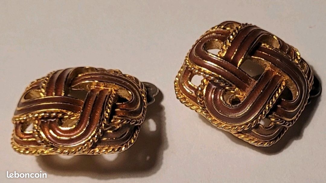 Boucles D'oreilles Lanvin Vintage Années 70 - Clip Doré - Neuf Sans Emballage - Bijou De Couture