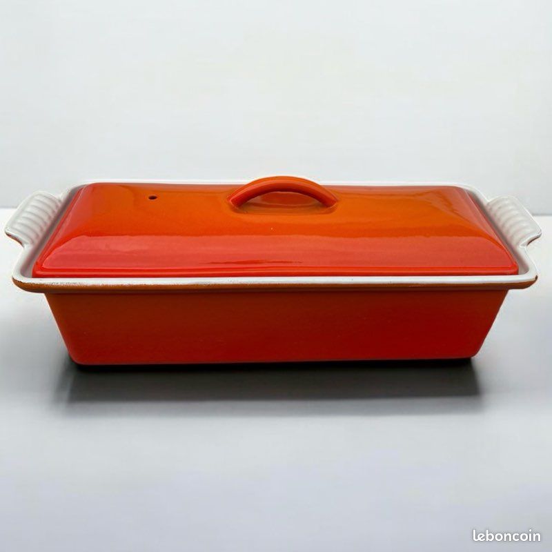 Vintage Terrine LE CREUSET France 1970s Flame Orange Enameled Cast . For Sale at Ruby Lane