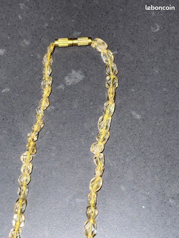 Collier de véritables pierres de citrine jaune facettées de 50 cm fermoir doré (image 4)