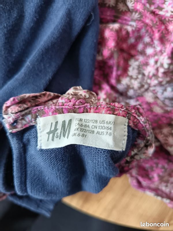 T-shirt fille Marks and Spencer bleu coton mélangé taille 7-8 ans pull