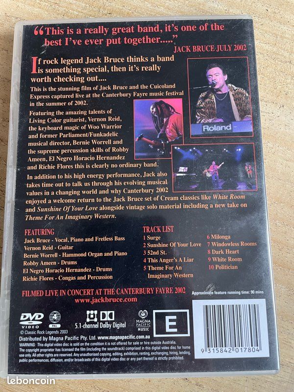DVD Live Musique Jack Bruce Live at The Canterbury Fayre (2002  