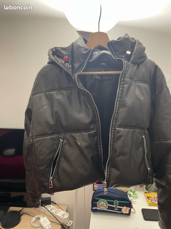 Doudoune en cuir Zara Vêtements