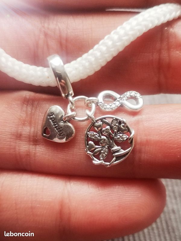 Wedanor Pendentif Charms Famille Amour Animaux Argent 925 Avec Zircon - Bracelet Pandora Compatible