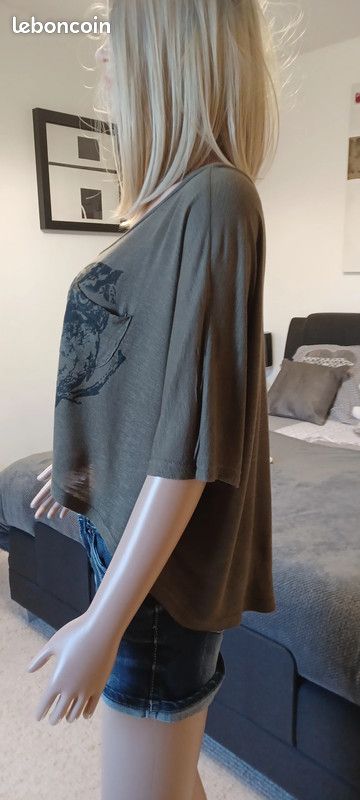 Blouse kaki & noire " Blend Collection" (image 6)