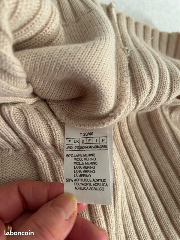 Pull Léger Femme Comte Of Florence En Laine Et Polyamide - Taille M, Beige, Neuf Avec étiquettes
