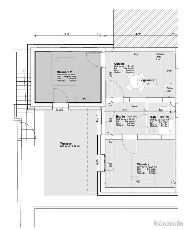 Appartement 2 pièces 44 m² · à Grenoble · 43,9 m² · 730 €