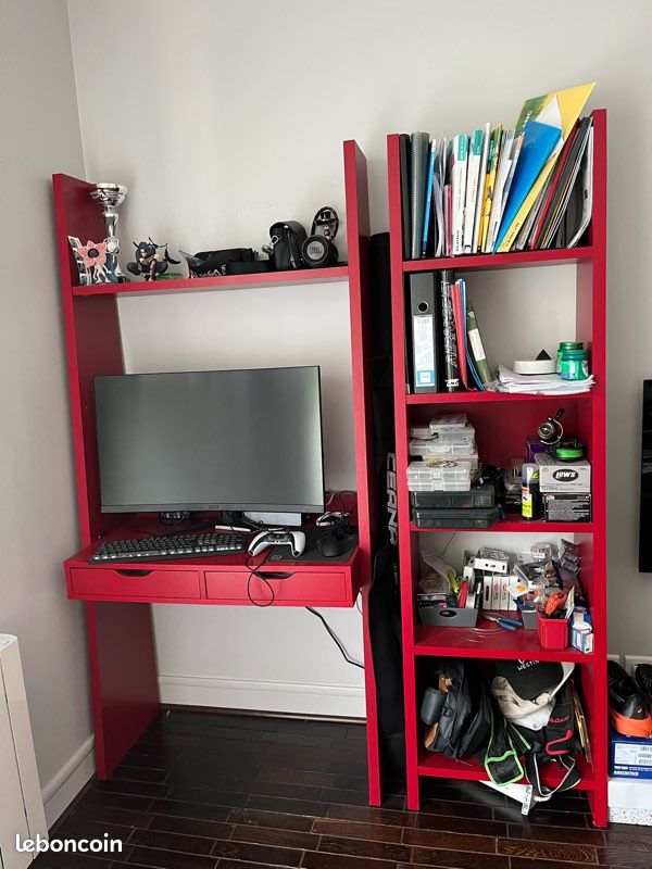 Bureau et bibliothèque Alinéa rouge (image 2)