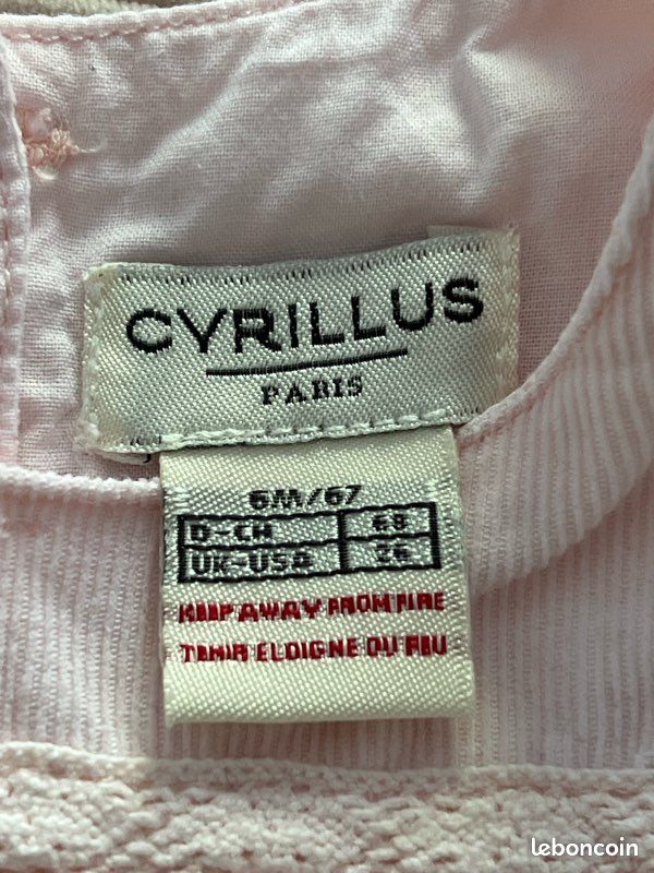 Salopette en velours rose coton fille 6 mois Cyrillus (image 12)