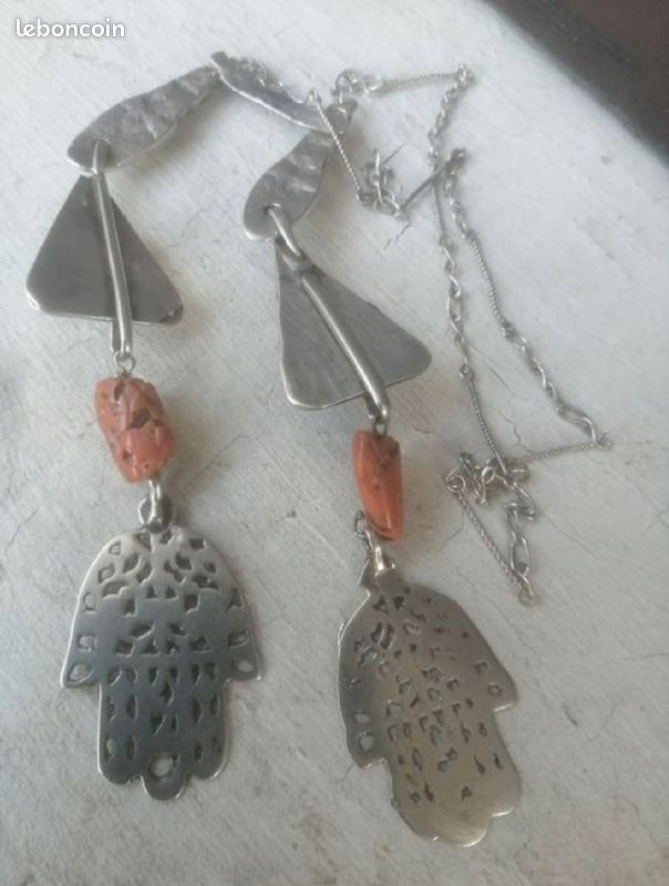 Ancien collier ethnique argent titre élevé très rare berbère Algérie chaoui 1950 (image 4)