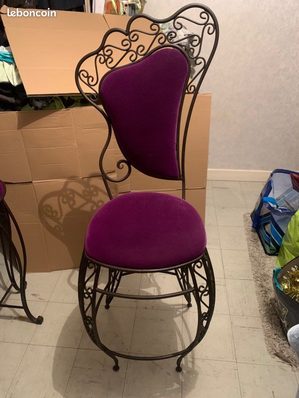 Chaise de bar haute en fer forgé (image 3)