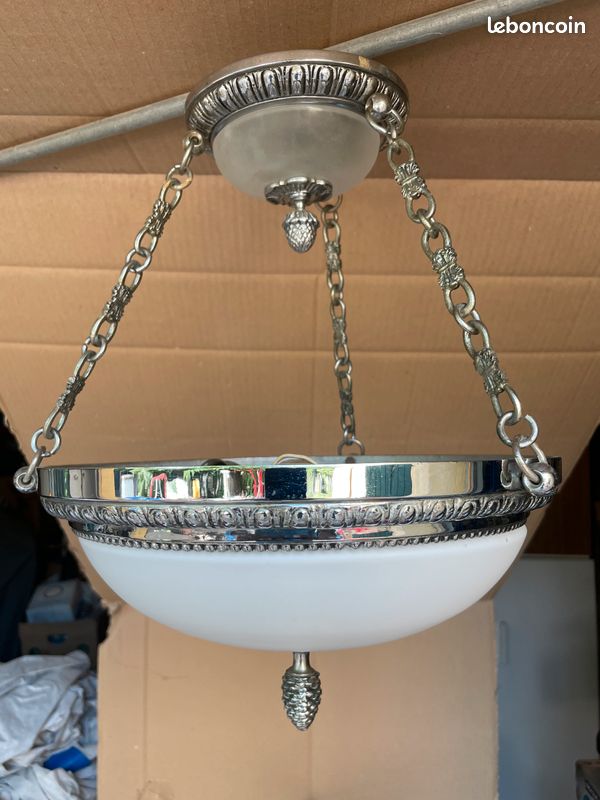 Lustre vintage métal argenté (image 6)