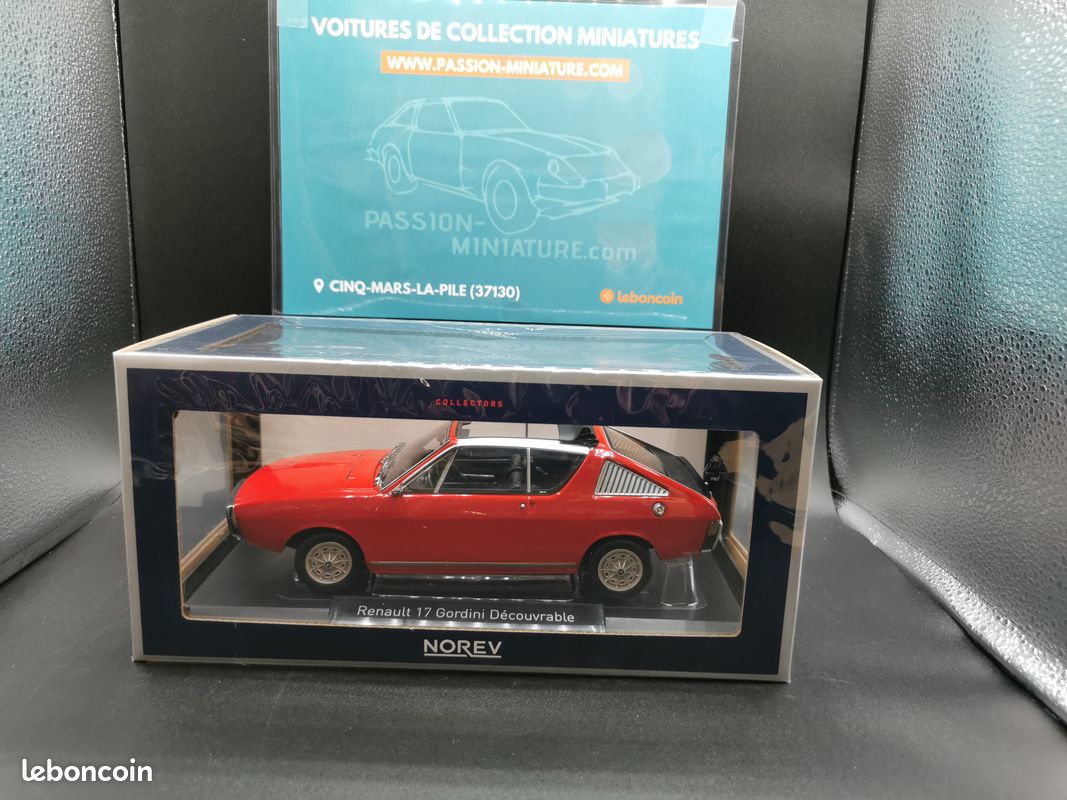 Norev 185371 – Renault 17 Gordini Découvrable 1975 – Rouge 1/18 – Miniature Neuve
