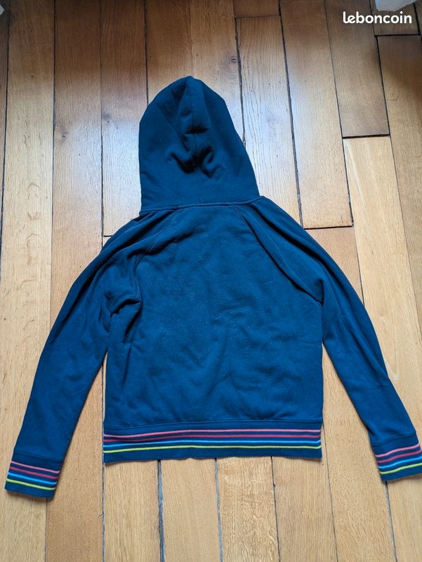 gilet zippé à capuche fille, taille 10 ans - violet et rayures