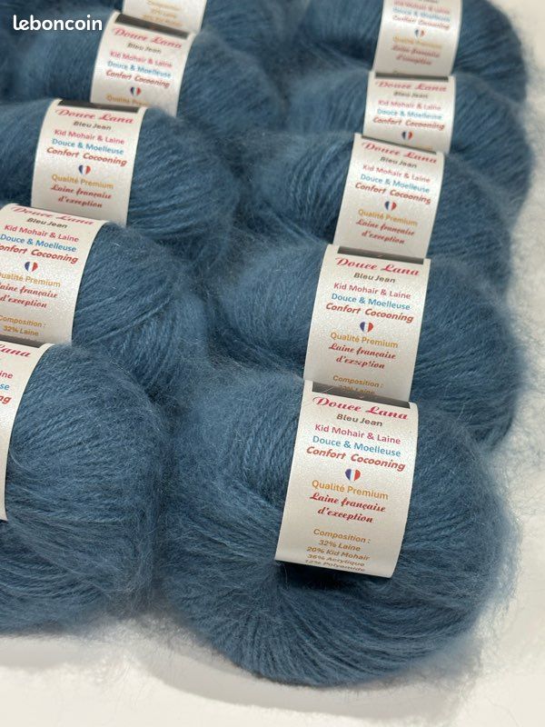 Laine et kid mohair Douce Lana bleu jean 16 pelotes de 50g 145m (image 12)