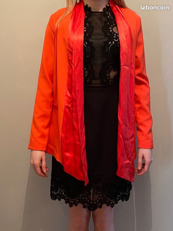 Veste type smoking longue orange (image 3)