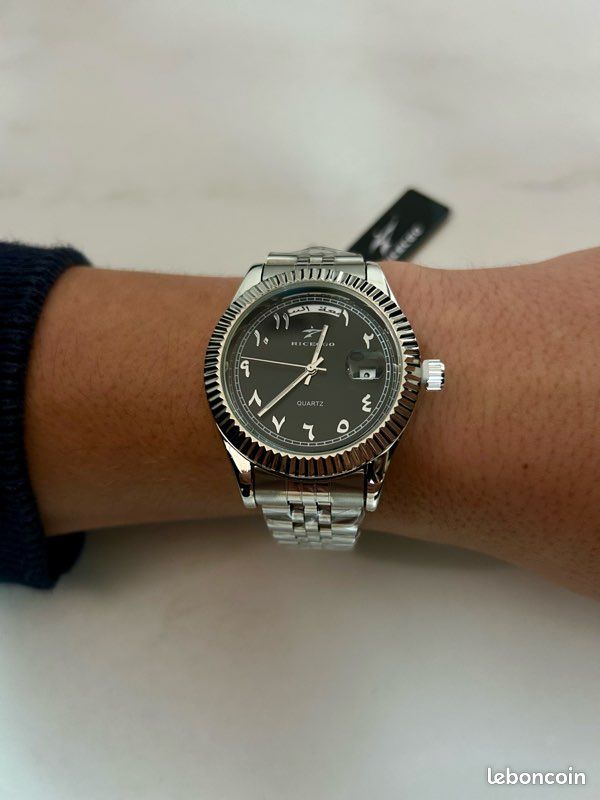 Montre homme RICECGO argenté avec cadran noir (image 7)