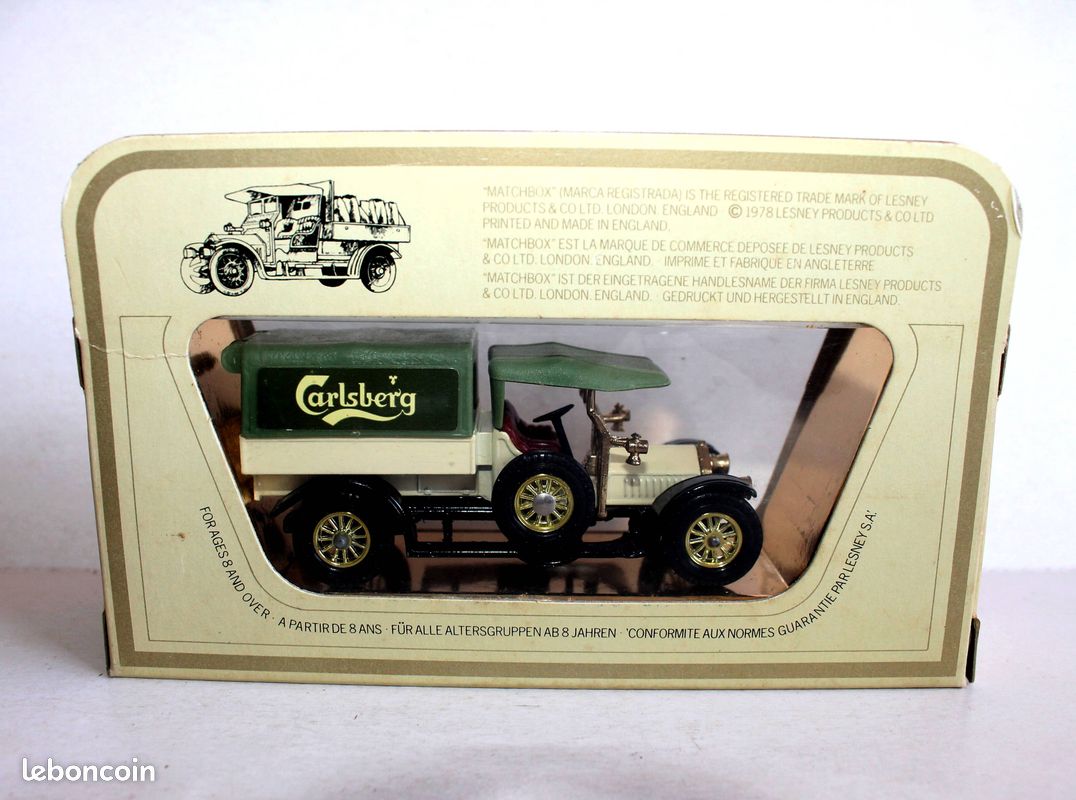 Miniature Matchbox Lesney YESTERYEAR - Camion Carlsberg - Métal Blanc Échelle 1:64 - Occasion
