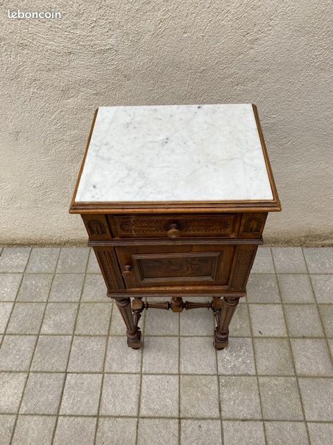 Table de chevet Art nouveau avec plateau en marbre (image 4)