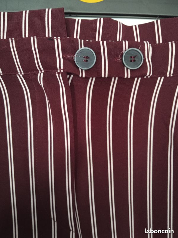 Pantalon rayé bordeaux taille haute a revers Pull&bear taille 38/M 38 (image 2)