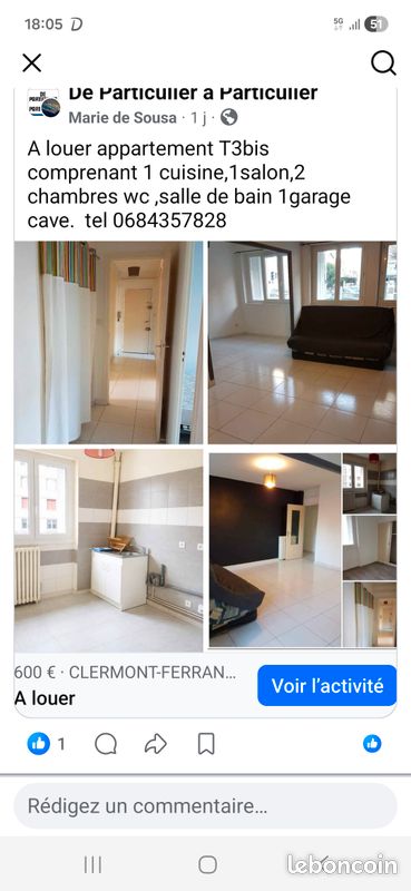 Appartement 5 pièces 80 m² · à Clermont-Ferrand · 80 m² · 650 €